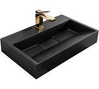 Rea LAVABO SOBRE ENCIMERA Goya Lavabo de conglomerado negro mate 60 cm Lavabo de baño 600 x 370 x 140 mm Cerámica (negro mate)