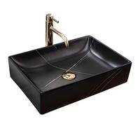 Rea LAVABO SOBRE ENCIMERA Inga Lavabo de baño de mármol negro mate 510 x 345 x 120 mm Cerámica (negro mate)