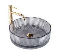 Rea LAVABO SOBRE ENCIMERA INGRID GRIS Lavabo de Baño 40 x 40 x 13 cm Vidrio (Transparente)