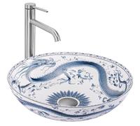 Rea Lavabo sobre encimera Kioto Lavabo de baño 40 x 40 x 12 cm Cerámica (dibujo)
