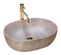 Rea LAVABO SOBRE ENCIMERA LARA BEIGE Lavabo de Baño 485 x 350 x 135 mm en Cerámica (Marrón, imitación mármol)