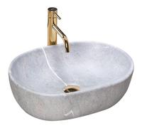 Rea LAVABO SOBRE ENCIMERA LARA GRIS Lavabo de Baño 485 x 350 x 135 mm en Cerámica (Gris, imitación piedra)