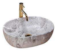 Rea LAVABO SOBRE ENCIMERA LARA STONE Lavabo de Baño 485 x 350 x 135 mm en Cerámica (Marrón, imitación mármol)
