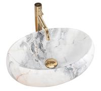 Rea Linda lavabo 48.5x34 cm oval sobre encimera gris/piedra REA-U8567