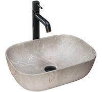 Rea LAVABO SOBRE ENCIMERA Livia Beige Lavabo de Baño 465 x 335 x 135 mm Cerámica (imitación piedra)