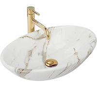 Rea Lavabo sobre encimera Pamela Shiny Aiax Lavabo de cerámica - Lavabo ovalado - Mármol - 33 x 53 cm