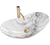 Rea Lavabo sobre Encimera ROYAL GRANIT Lavabo de Baño 605 x 360 x 160 mm en Cerámica (Gris, imitación piedra)