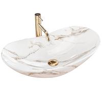 Rea Lavabo sobre Encimera Royal Lava Lavabo de baño 605 x 360 x 160 mm Cerámica (Blanco, Imitación Mármol)