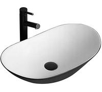Rea Lavabo sobre Encimera Royal White Negro Lavabo de baño 625 x 360 x 150 mm Cerámica (Blanco/Negro)
