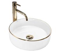 Rea LAVABO SOBRE ENCIMERA Sami Gold Edge Lavabo de baño 360 x 360 x 115 mm Cerámica (blanco)