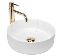 Rea LAVABO SOBRE ENCIMERA Sami Mármol Mate Lavabo de Baño 360 x 360 x 115 mm Cerámica (blanco)