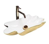 Rea LAVABO SOBRE ENCIMERA Sea Infinity Oro Blanco + desagüe Click-Clack Lavabo 620 x 330 x 115 mm Cerámica (oro/blanco)