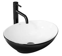 Rea Sofia lavabo 41x34.5 cm oval sobre encimera blanco-negro REA-U8749