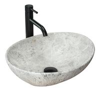 Rea LAVABO SOBRE ENCIMERA SOFIA LIGHT STONE Lavabo de Baño 410 x 345 x 150 mm en Cerámica (Gris, imitación piedra)