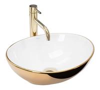 Rea Sofia lavabo 40.9x34.5 cm oval sobre encimera blanco-oro REA-U0456