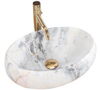 Rea Linda lavabo 48.5x34 cm oval sobre encimera gris/piedra REA-U8567