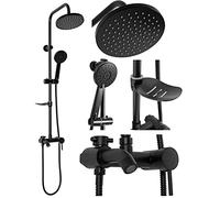 Rea LUIS BLACK Columna de Ducha SET DE BAÑO Sistema de Ducha de Latón para Baño (Negro)