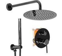 Rea Lungo conjunto de ducha empotrado con rociador con efecto lluvia negro REA-P4420