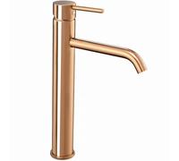 Rea LUNGO GRIFO DE LAVABO ALTO DE ORO ROSA Mezclador de baño monomando de latón Grifo de lavado a mano ajustable en frío y caliente (oro rosa)