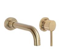 Rea Lungo Grifo Largo para Lavabo Empotrable con Cepillo Dorado + CAJA Mezclador de baño de latón Grifo Monomando para Lavado de Manos Ajustable en frío y Caliente (Oro Cepillado)