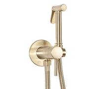 Rea LUNGO LOOP GOLD BRUSH GRIFO DE BIDET EMPOTRADO Rociador de latón montado en la pared Mezclador de agua fría y caliente con ducha de mano para inodoro (dorado)