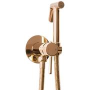 Rea LUNGO LOOP GRIFO DE BIDET EMPOTRADO EN ORO ROSA Pulverizador de pared de latón Mezclador de agua fría y caliente con ducha de mano para WC (oro rosa)