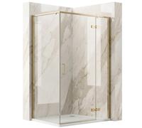 Rea - Mampara de ducha Rea Bruno 100x80 Cepillo Dorado - 78,5 x 98,5 x 195 cm