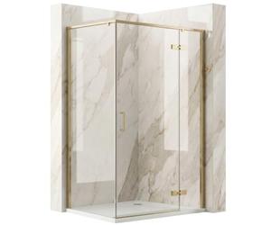 Rea - Mampara de ducha Rea Bruno 120x90 Cepillo Dorado - 88,5 x 118,5 x 195 cm