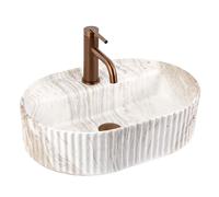 Rea Marcela lavabo 50x35.5 cm oval sobre encimera marrón/beige mate REA-U3514
