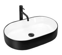 Rea Nadia lavabo 61x38.5 cm oval sobre encimera blanco-negro REA-U8781
