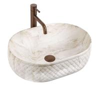 Rea Oktawia lavabo 50x35.5 cm oval sobre encimera marrón/beige brillante REA-U3528