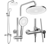 Rea Ontario conjunto de ducha a pared con rociador con efecto lluvia acero REA-P5506