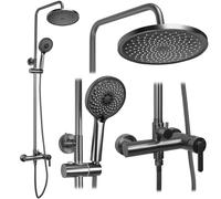 Rea Ontario conjunto de ducha a pared con rociador con efecto lluvia grafito REA-P9495