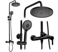 Rea Ontario conjunto de ducha a pared con rociador con efecto lluvia negro REA-P5712