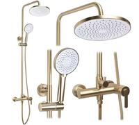 Rea Ontario conjunto de ducha a pared con rociador con efecto lluvia oro REA-P9494