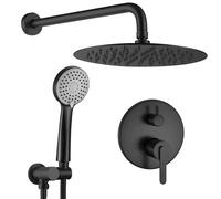 Rea Ontario conjunto de ducha empotrado con rociador con efecto lluvia negro REA-P5501