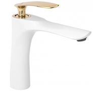Rea Orbit grifo para lavabo de pie blanco-oro REA-B2052