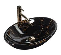 Rea Pamela lavabo 53x33 cm oval sobre encimera negro-oro REA-U5067