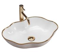 Rea Pearl lavabo 51.5x37.5 cm sobre encimera blanco-oro REA-U0696