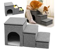 Rea, PuppyJoy Escaleras para Mascotas P70401 Grey, Ayuda Segura para Subir a sofás o Camas sin Esfuerzo - 76X34X42CM