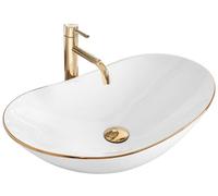 Rea Royal lavabo 62x36 cm oval sobre encimera blanco-oro REA-U8570