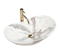 Rea ROYAL SAND LAVABO SOBRE ENCIMERA Lavabo de Baño 625 x 370 x 165 mm Cerámico (Blanco, Imitación Mármol)
