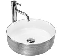 Rea Sami lavabo 36x36 cm circular sobre encimera blanco-plata REAU3304