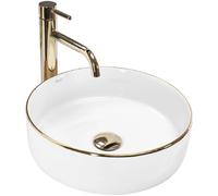 Rea LAVABO SOBRE ENCIMERA Sami Gold Edge Lavabo de baño 360 x 360 x 115 mm Cerámica (blanco)