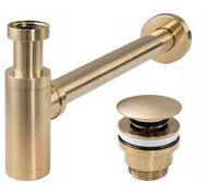 Rea SIFÓN CON DESAGÜE UNIVERSAL CLICK-CLAC PARA LAVABO GOLD MAT Sifón universal de latón para lavabo y lavabo (Oro)