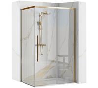 Rea Solar Gold cabina de ducha 100x80 cm rectangular oro brillo/vidrio transparente REA-K4901