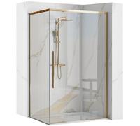 Rea Solar Gold cabina de ducha 120x90 cm rectangular oro brillo/vidrio transparente REA-K4902