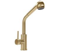 Rea Troy Grifo de cocina Mezclador de fregadero de cocina de latón dorado cepillado Palanca única ajustable en frío y caliente Giratorio de 360 ° (Oro)