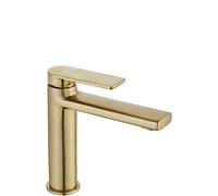 Rea VERSO BRUSH GOLD GRIFO DE LAVABO BAJO Mezclador de baño monomando de latón Grifo de lavado a mano ajustable en frío y caliente (dorado)