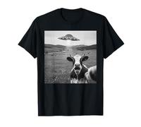Reacción de Vaca con diseño de Escena de Granja de platillo Volador Camiseta
